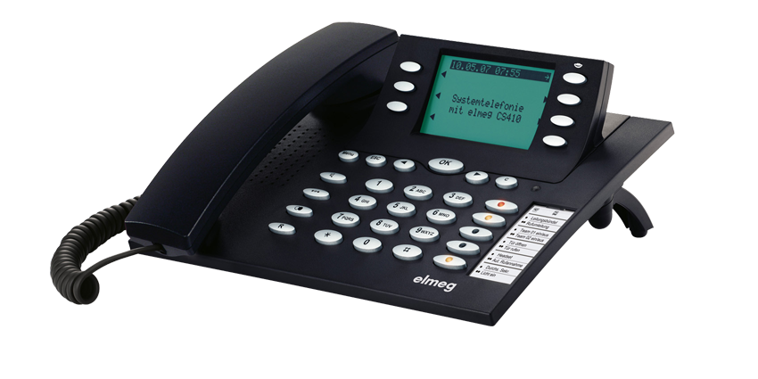 Elmeg CS410-U schwarz ISDN Systemtelefon mit T400 Tastenerweiterung 